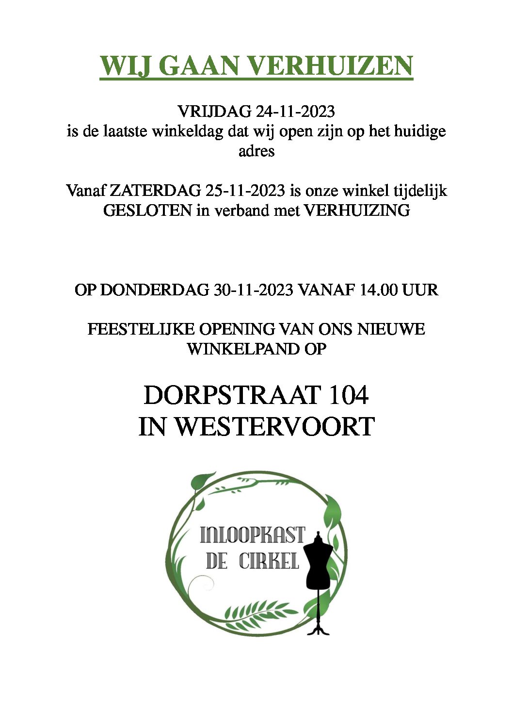openingsaankondiging Balie